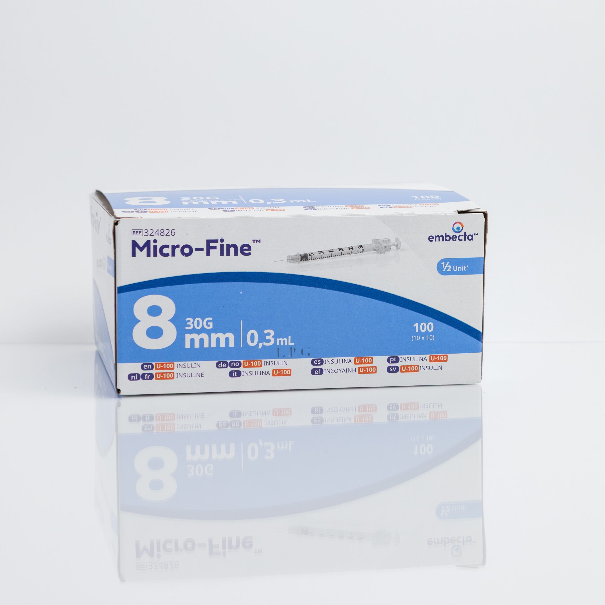 MICROFINE-30G0.3-scaled-1.jpg BD Micro Fine Plus 0.3ml U100 30G 8mm x 100 - Image 1
