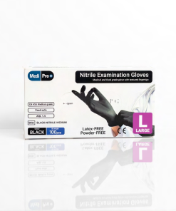 Black Disposable Nitrile Exam Gloves x100 Large Box and Glove View