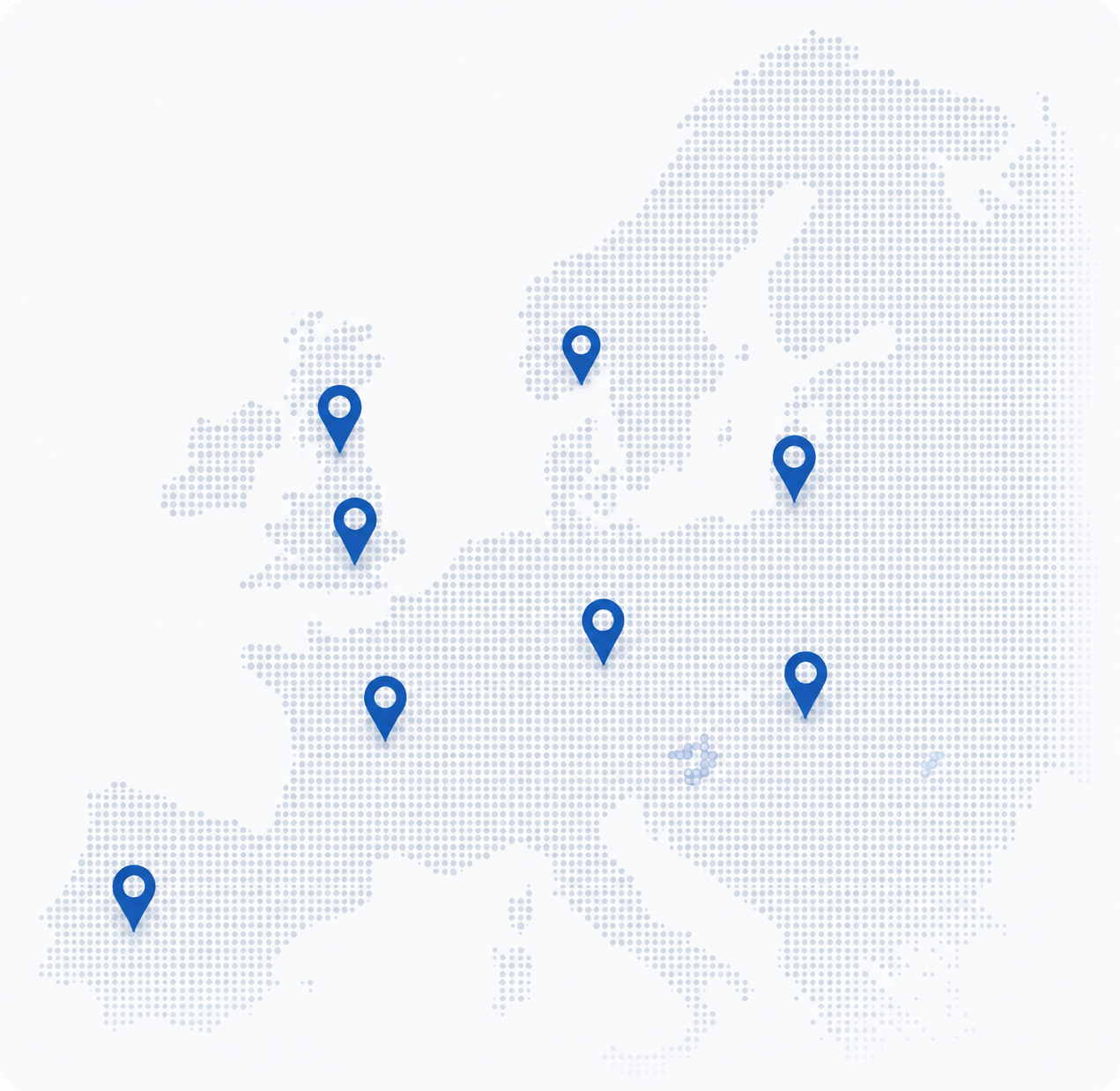 Map showing clinics supplied across Europe